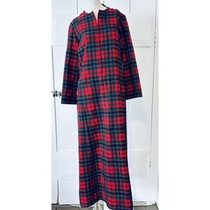 Vintage Red‎ Plaid Womens Pendleton Robe - Housecoat W/zipper Pockets Wool